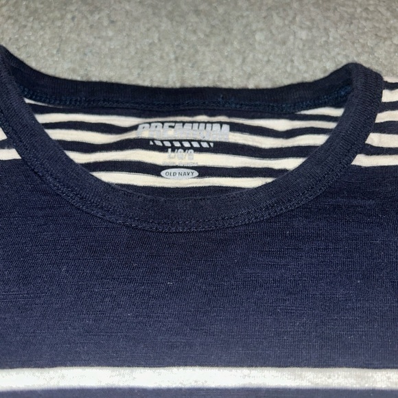 Old Navy Shirt Mens Large Blue White Striped Short Sleeve Tee Casual Top Preppy - Picture 3 of 14